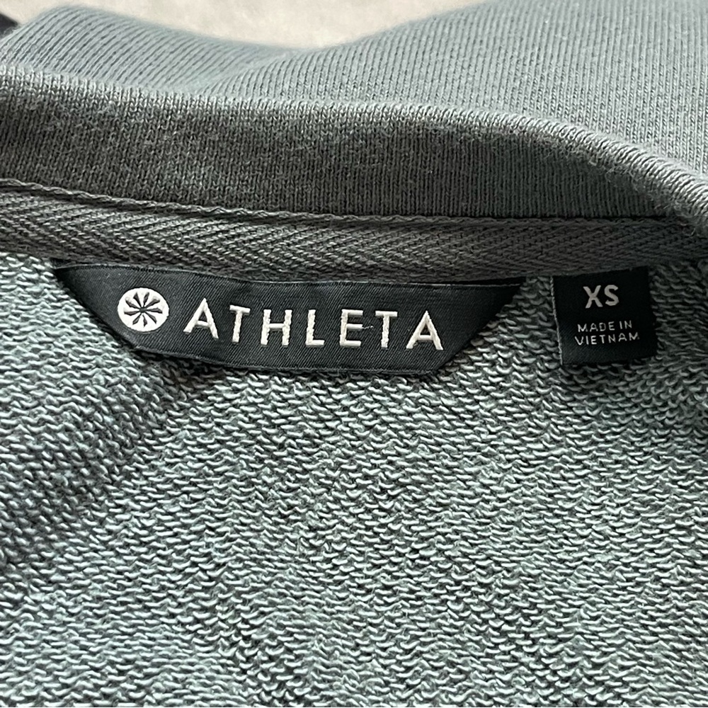 Athleta Cinch Sweatshirt Dress Olive Green/Gray XS - Picture 9 of 11